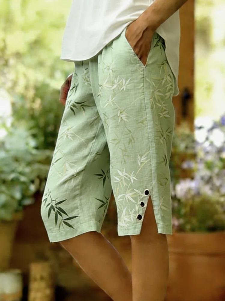 Pantalón casual capri botánico verde claro — foto 2