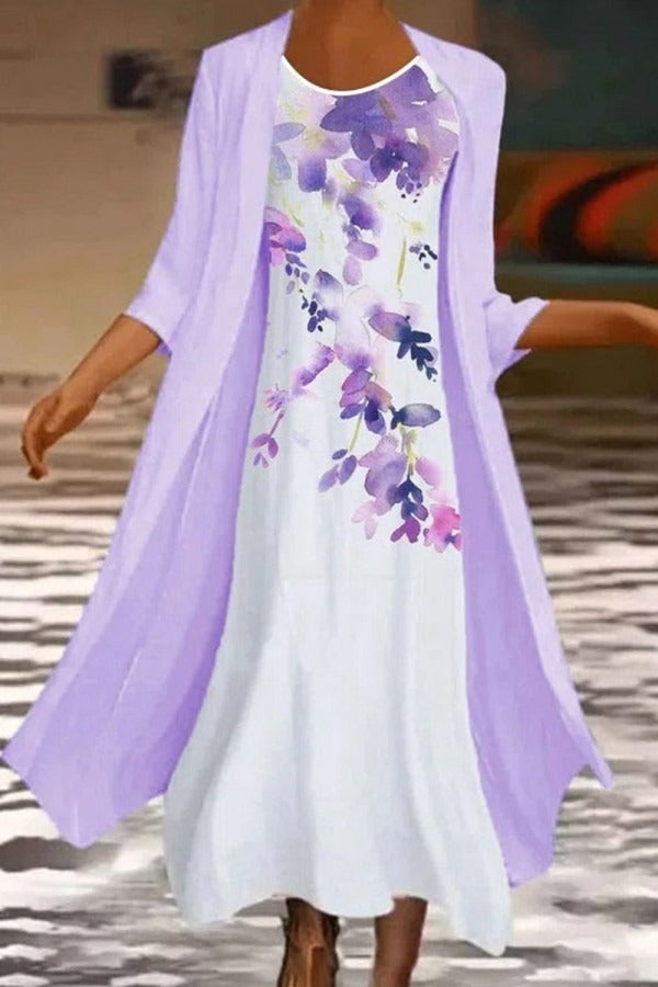 Vestido casual de flores con cuello redondo · Vega
