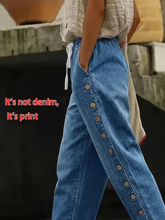 Pantalón cropped de corte recto estampado con cordón ajustable — foto 3