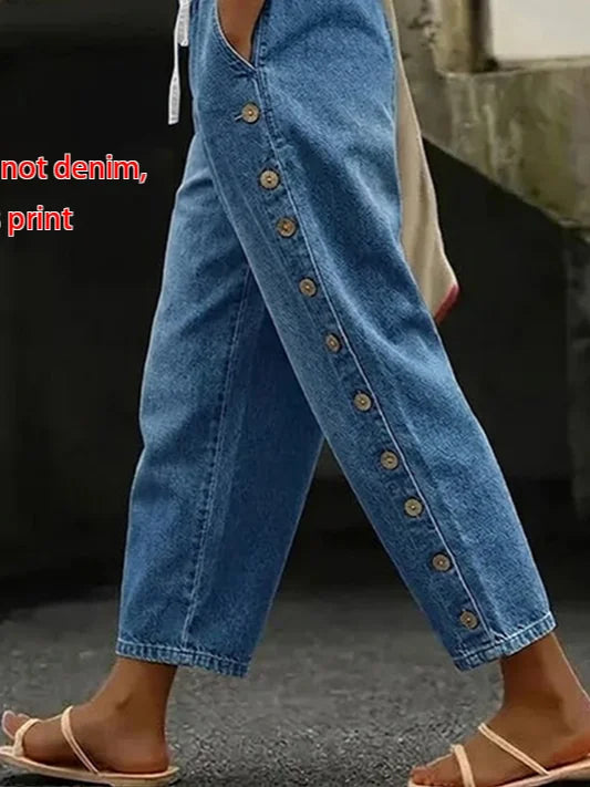Pantalón cropped de corte recto estampado con cordón ajustable — foto 2