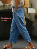 Pantalón cropped de corte recto estampado con cordón ajustable