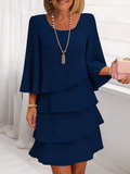 Vestido de línea A con escote cuadrado y manga tres cuartos