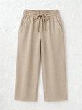 Pantalón transpirable capri liso de lino