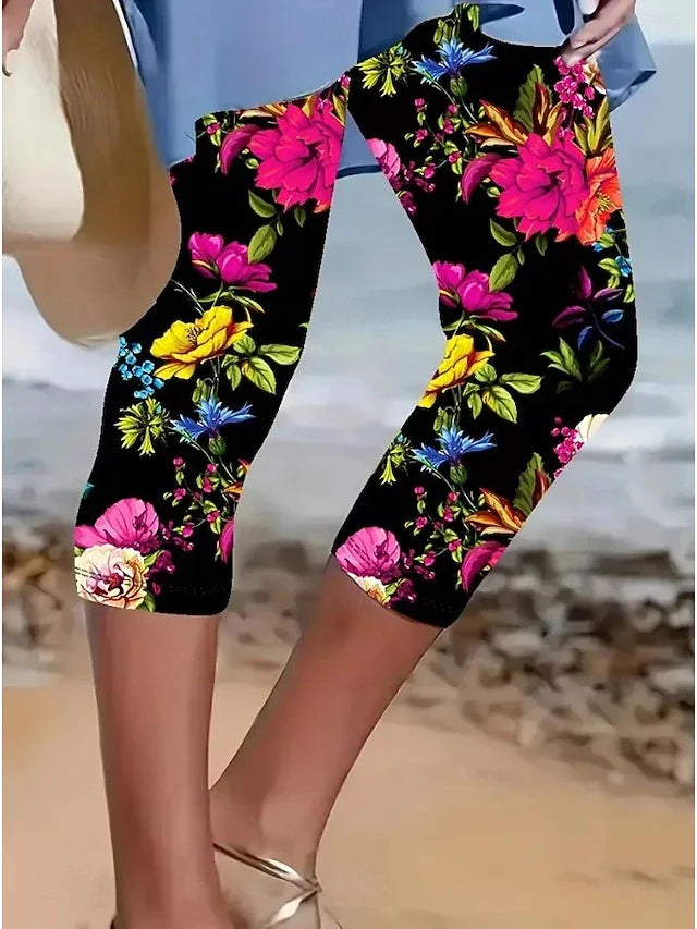 Pantalón casual capri de talle alto estampado — foto 2