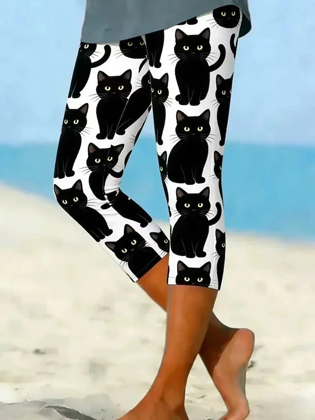 Pantalón casual capri de talle alto estampado