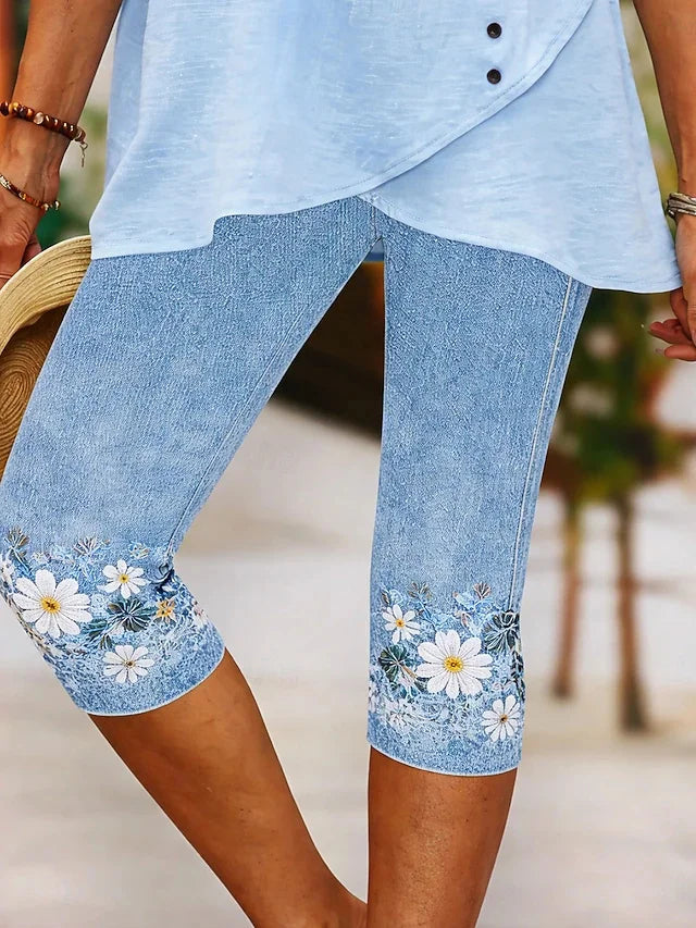 Pantalón casual capri de flores