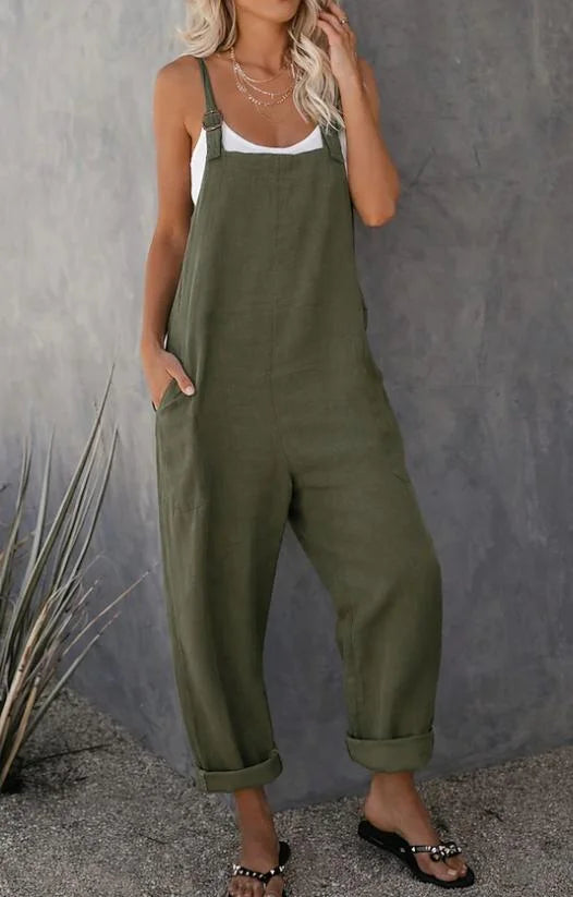 Pantalón cargo liso de lino