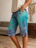 Shorts vintage de flores vaqueros azules