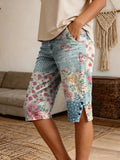 Shorts casual de patchwork vaqueros
