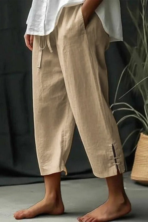 Pantalón casual holgado liso