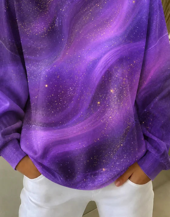 Sudadera holgada degradada con cuello redondo y manga larga · Morado — foto 2
