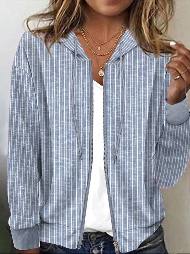 Sudadera con capucha casual de rayas azul