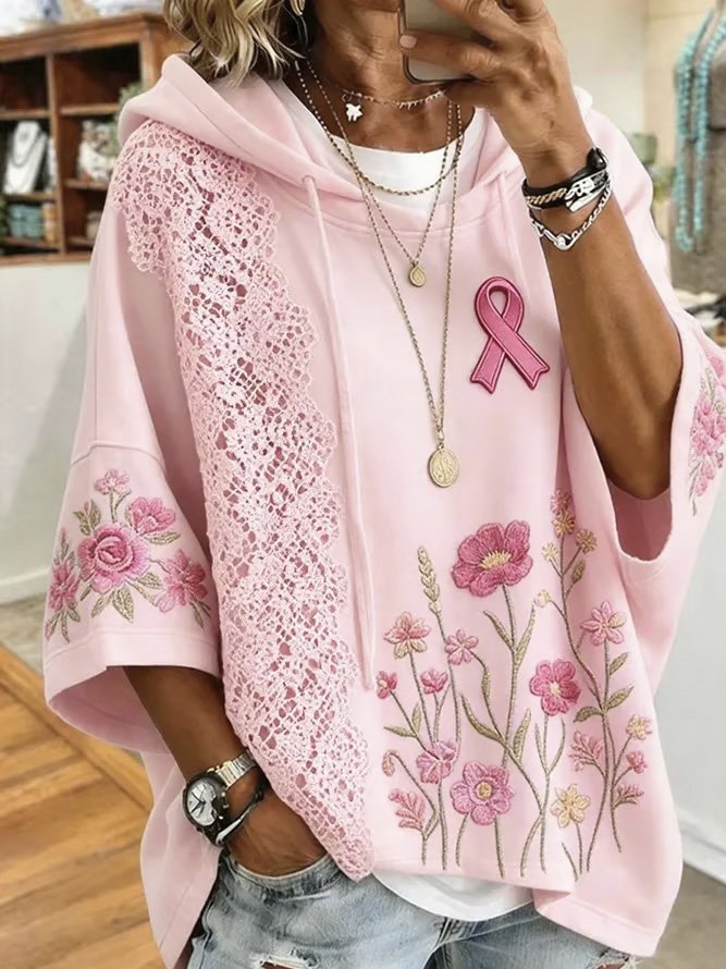 Sudadera con capucha casual de flores