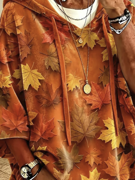 Sudadera con capucha de hojas con capucha y manga francesa — foto 2