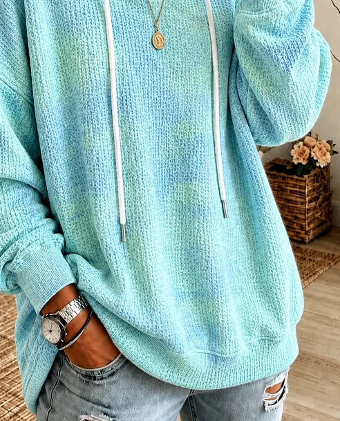 Sudadera con capucha de tejido gofre con manga larga y cordón ajustable — foto 2