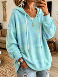 Sudadera con capucha de tejido gofre con manga larga y cordón ajustable