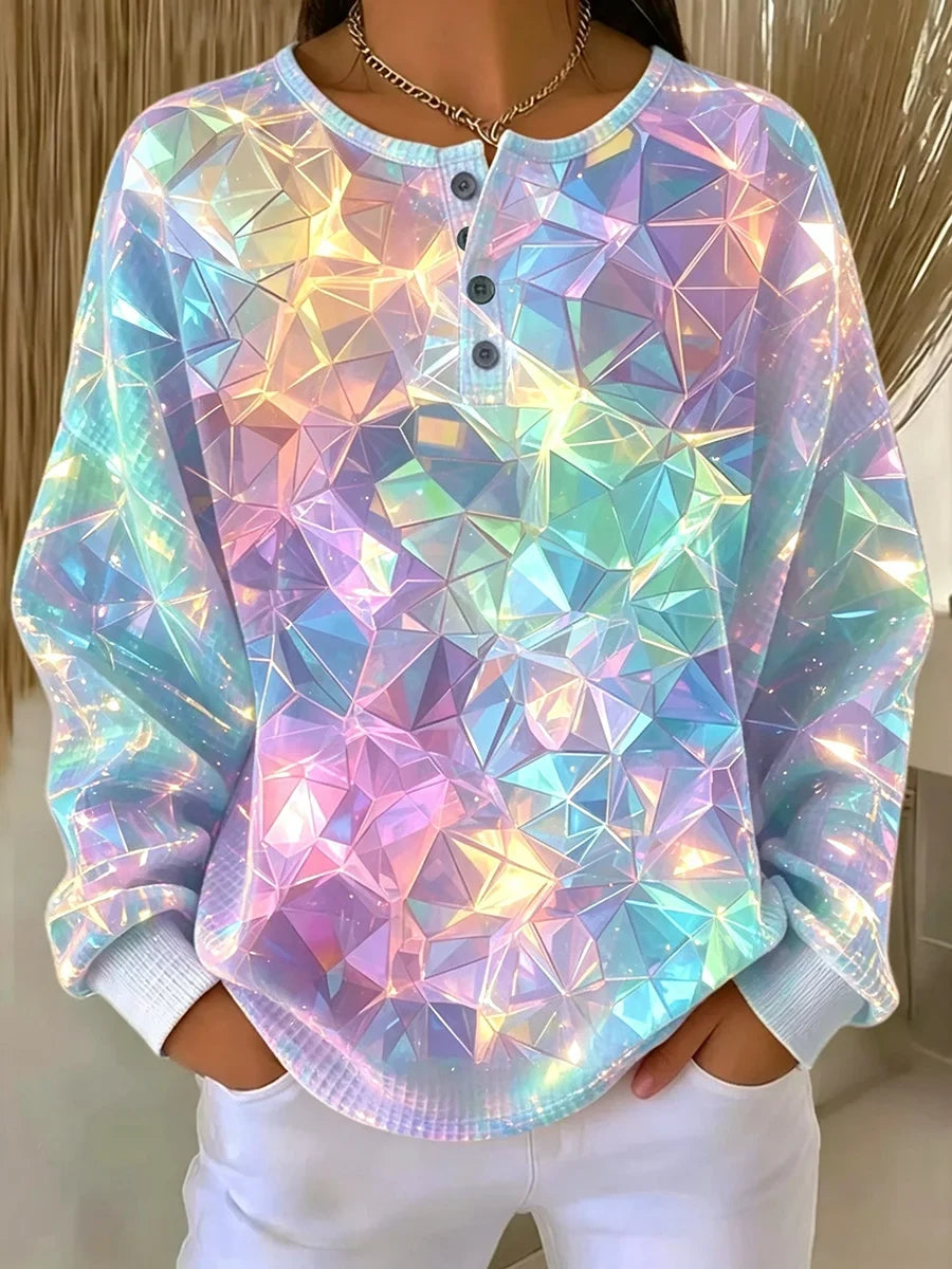 Sudadera casual abstracta con cuello redondo y manga larga