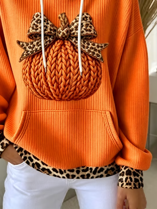 Sudadera con capucha casual de leopardo con manga larga — foto 2
