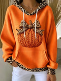 Sudadera con capucha casual de leopardo con manga larga