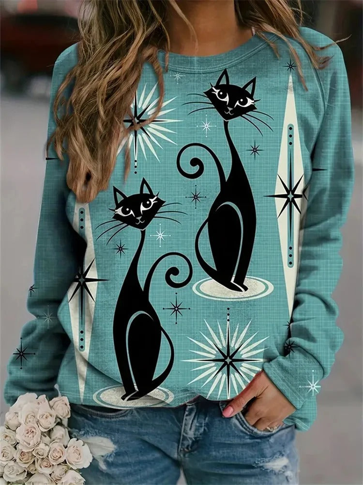 Sudadera de dibujos con cuello redondo