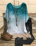 Blusa de playa de estampado gráfico con cuello redondo y manga corta