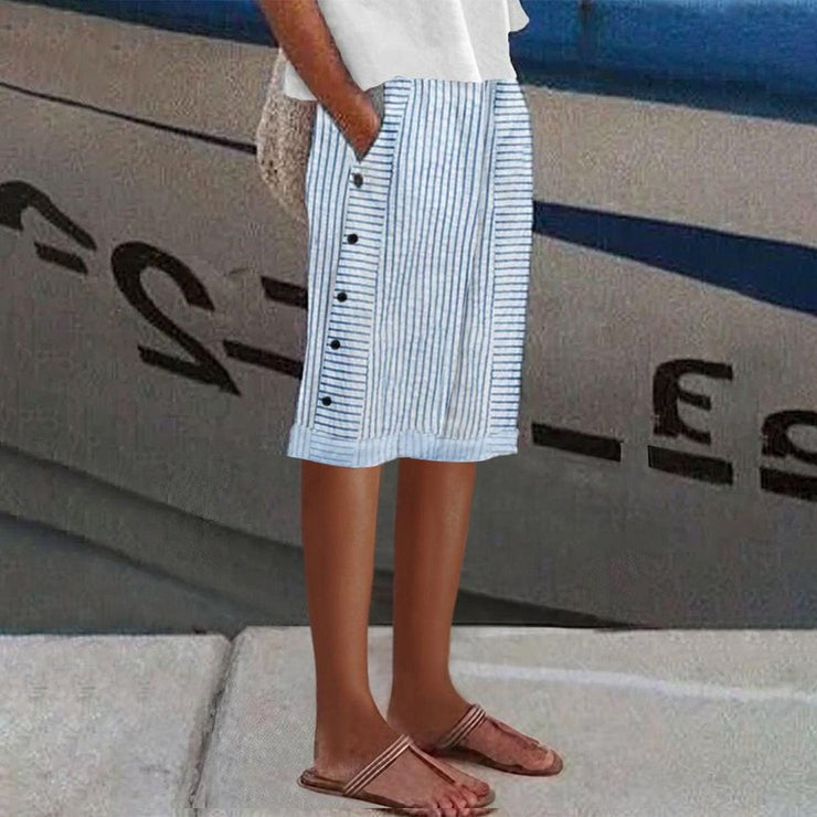 Pantalón de rayas azul con bolsillos · Ulia
