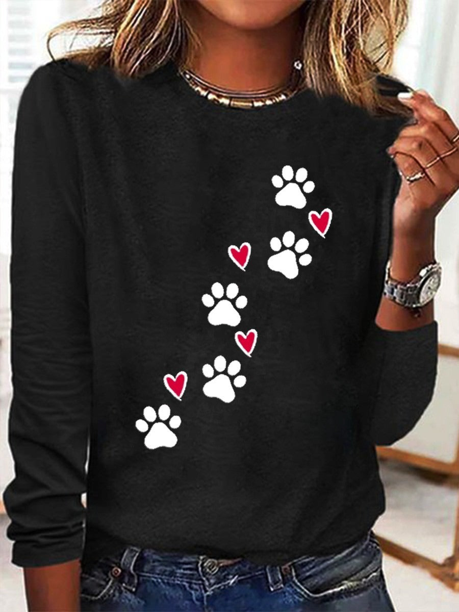 Camisa de perros con escote en pico y manga larga