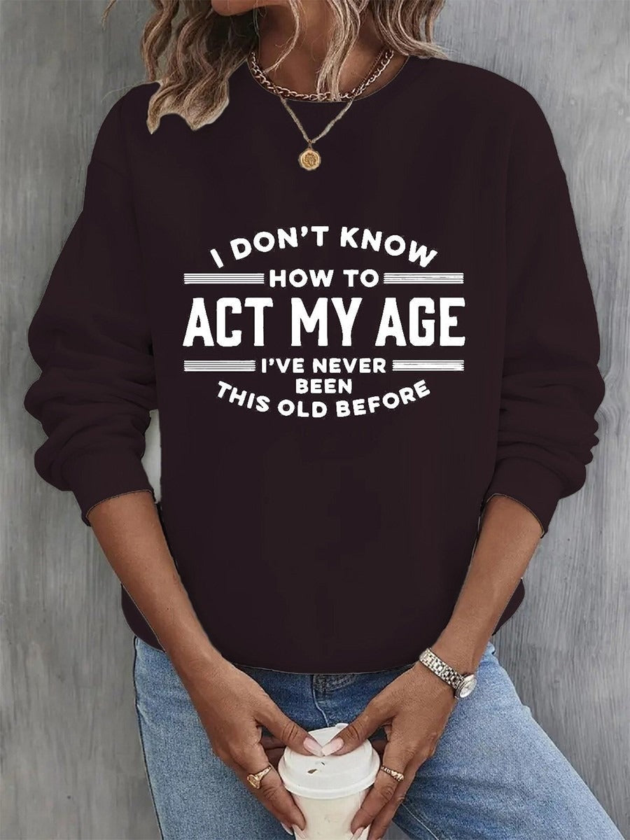 Sudadera casual con letras con cuello redondo