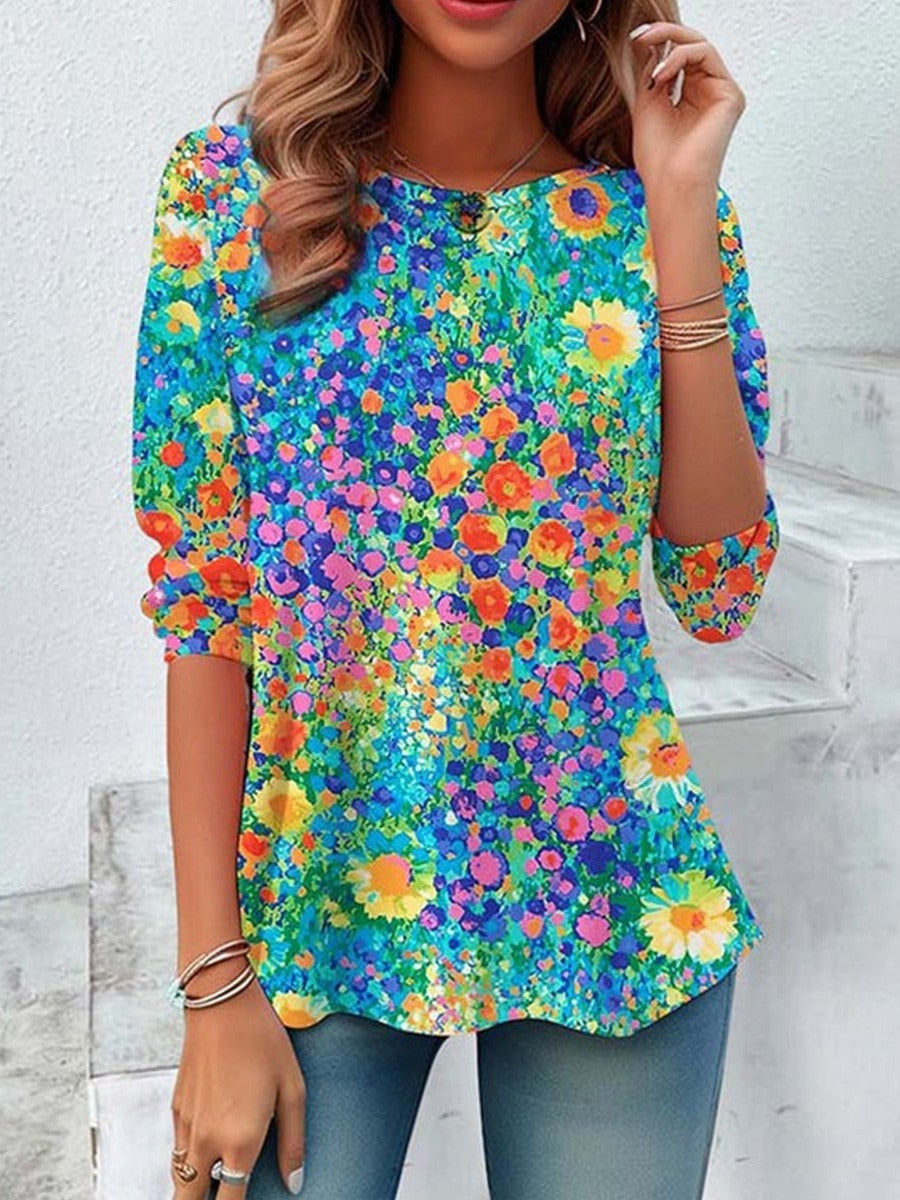 Blusa de flores con manga larga