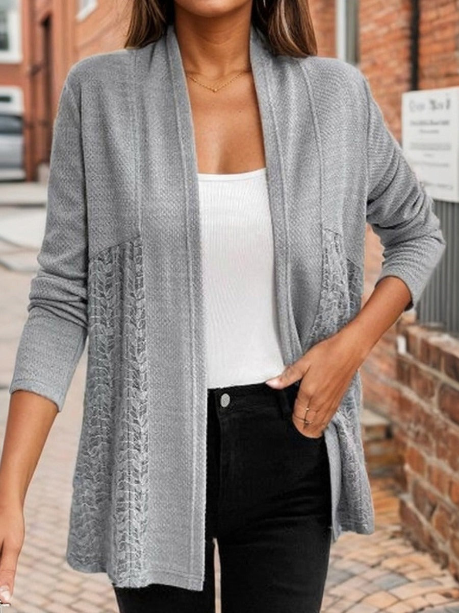 Abrigo liso gris con manga larga