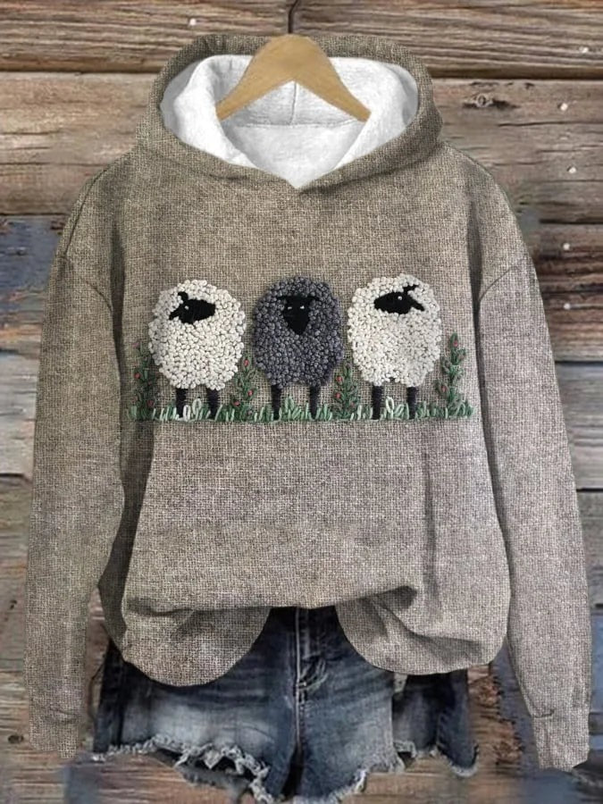 Sudadera con capucha bonita de ovejas de peluche
