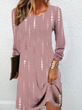 Vestido de lunares con cuello redondo y manga larga