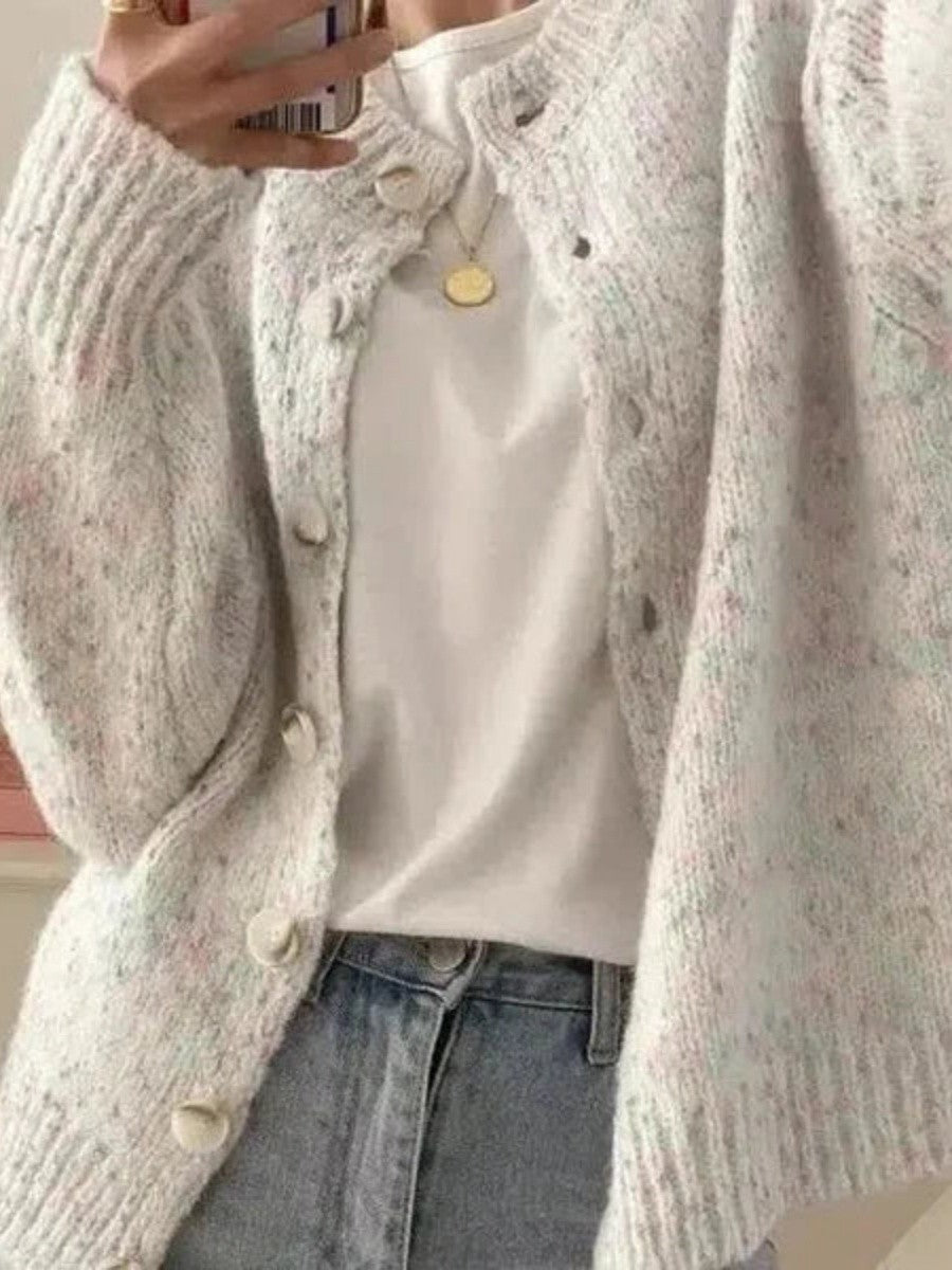 Cárdigan vintage marfil con manga larga — foto 2
