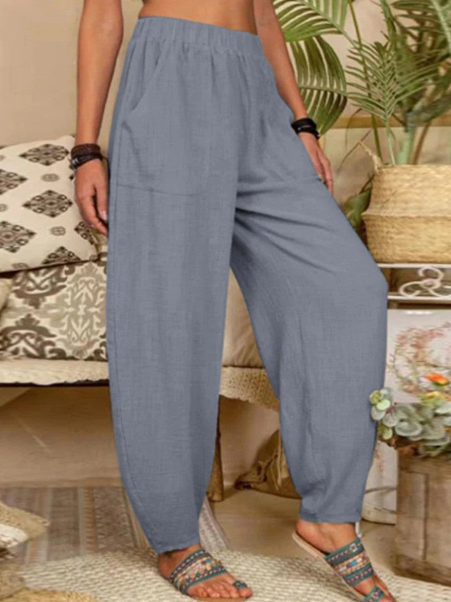 Pantalón casual liso de algodón · Sonia — foto 3
