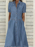 Vestido vaquero con cuello camisero y manga corta