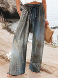 Pantalón elegante de pernera ancha de flores