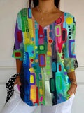 Top abstracto con escote en pico