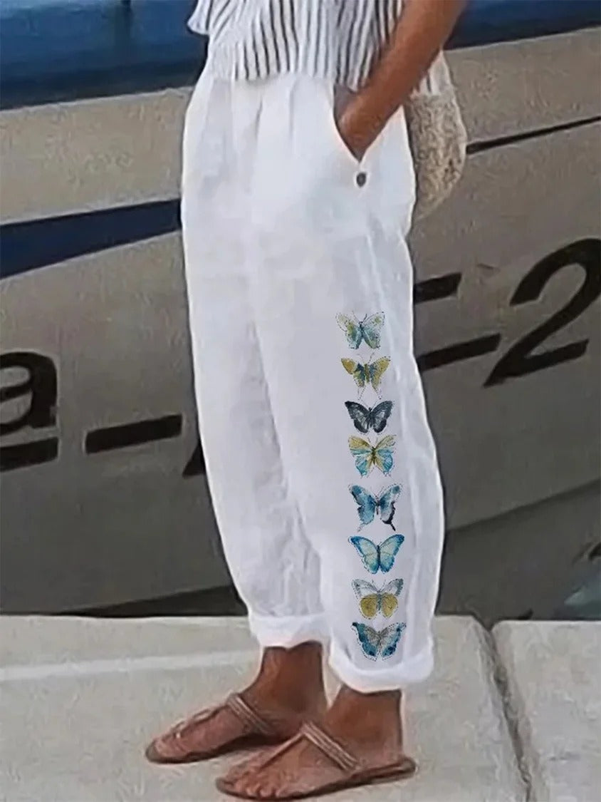 Pantalón casual holgado de mariposas — foto 2
