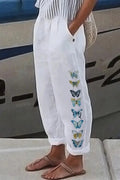 Pantalón casual holgado de mariposas