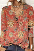 Camisa boho de flores con escote en pico