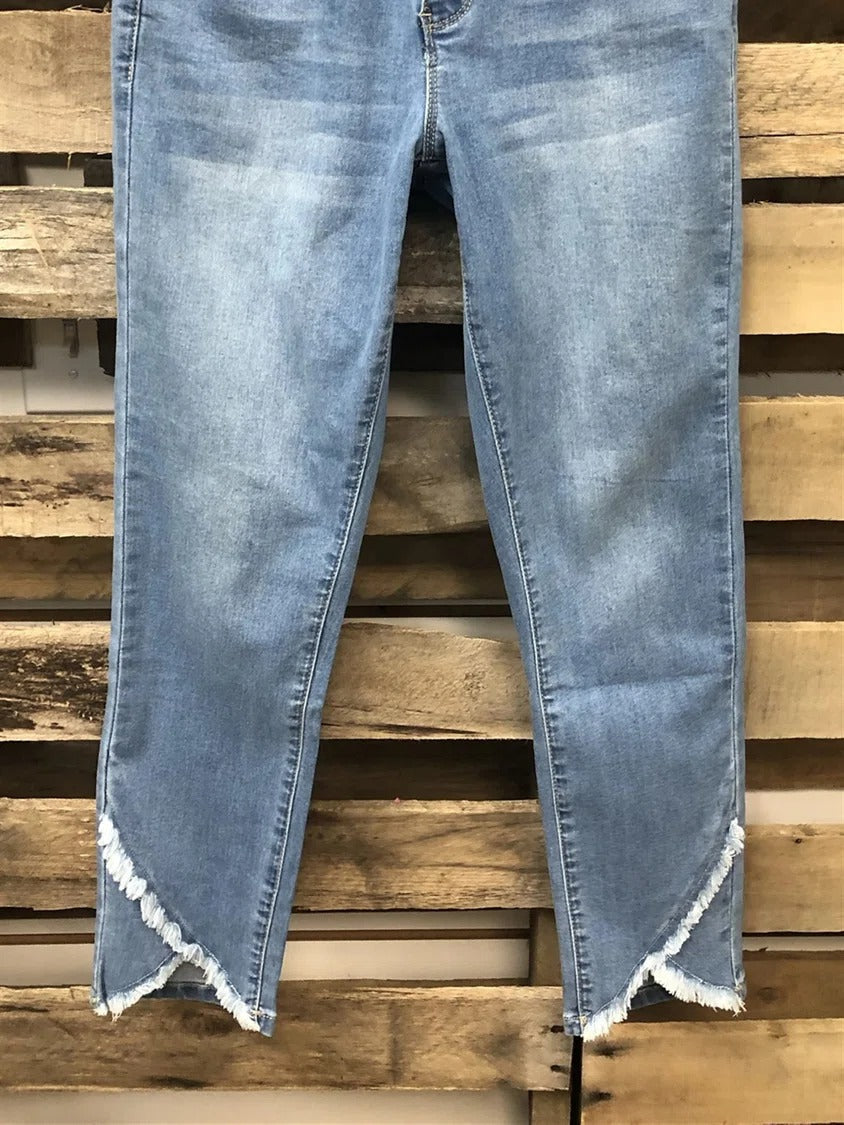Vaqueros casual de pierna recta asimétricos lisos vaqueros — foto 4