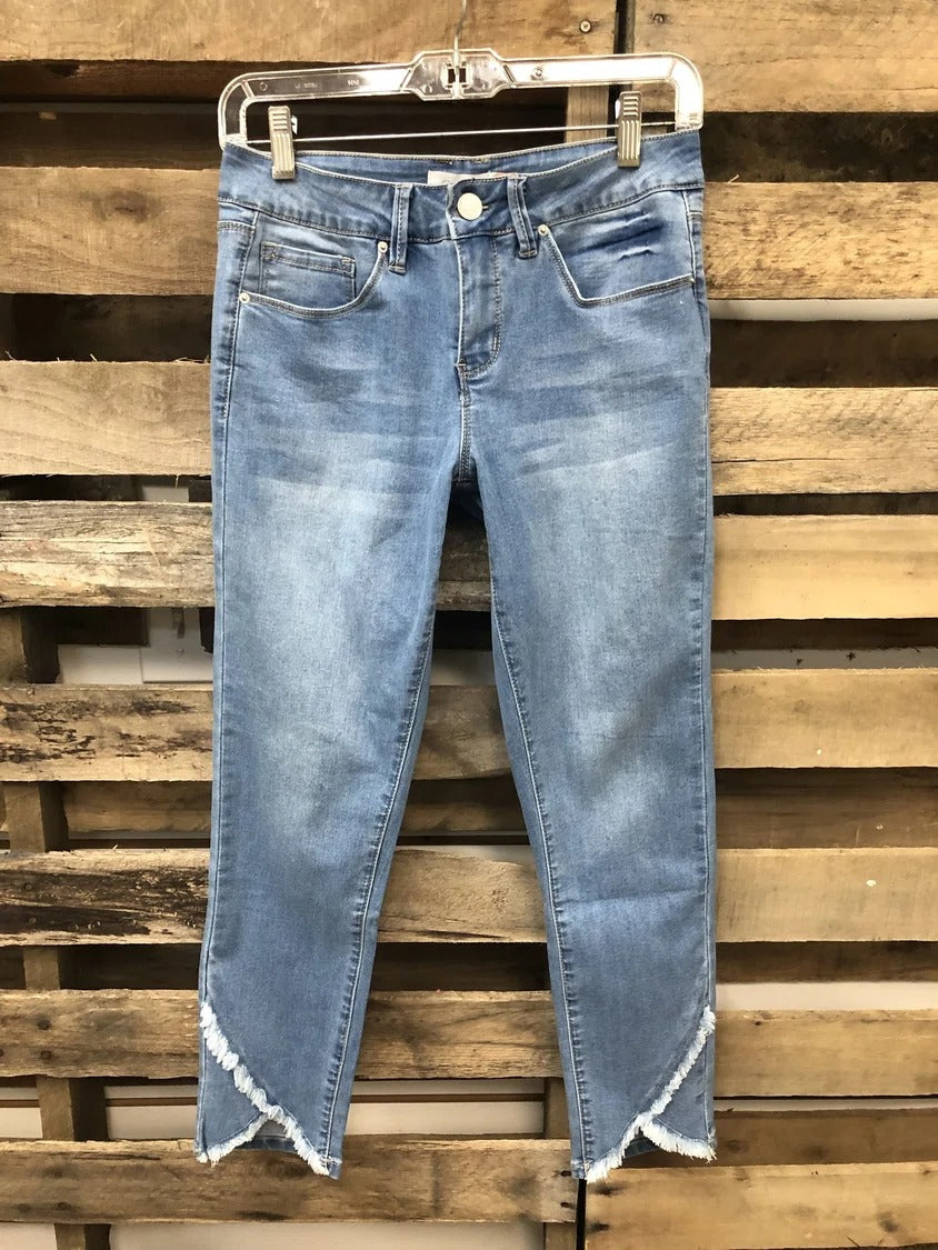 Vaqueros casual de pierna recta asimétricos lisos vaqueros