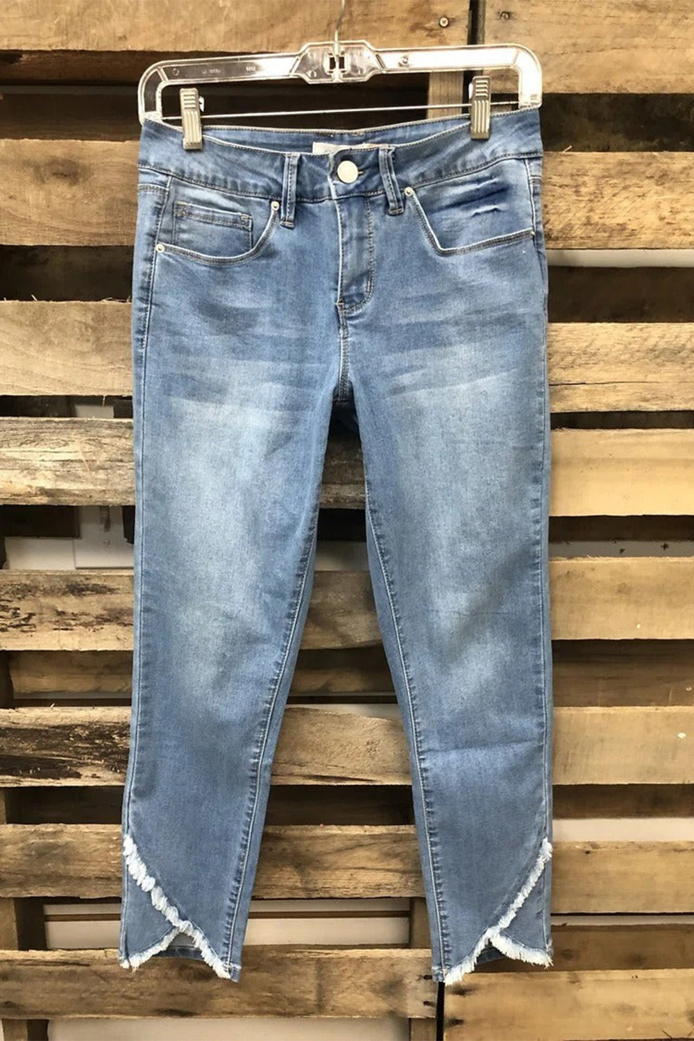 Vaqueros casual de pierna recta asimétricos lisos vaqueros — foto 3