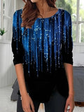 Sudadera casual holgada geométrica con cuello redondo