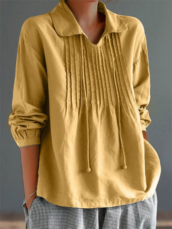Blusa holgada de flores con cuello con solapa y manga larga — foto 2