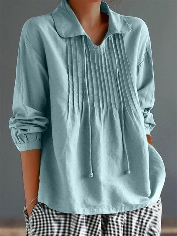 Blusa holgada de flores con cuello con solapa y manga larga — foto 3