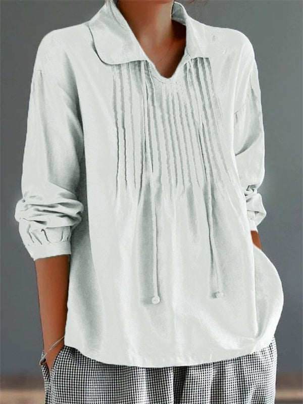 Blusa holgada de flores con cuello con solapa y manga larga — foto 4