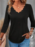 Camiseta casual lisa de modal con escote en pico
