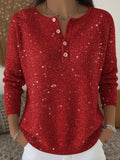 Top con brillo con cuello henley