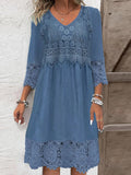 Vestido casual midi holgado liso de mezcla de algodón